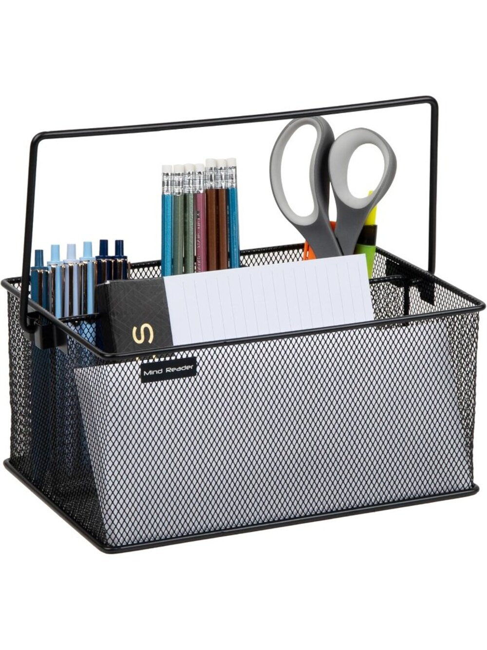 New Multi-Purpose Metal Mesh Storage Caddy 4 Compartments Handle Black - Picture 2 of 6